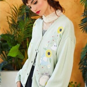 Totoro pale green cardigan